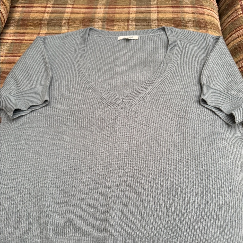 Splendid Light Gray Ribbed Knit Top